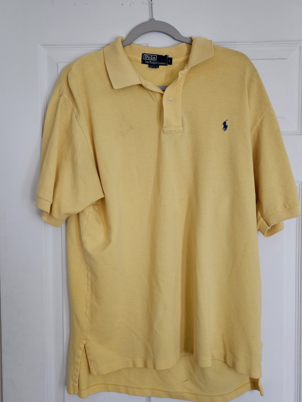 Vtg Polo by Ralph Lauren Yellow Classic Cotton Made In USA Polo Shirt Mens L